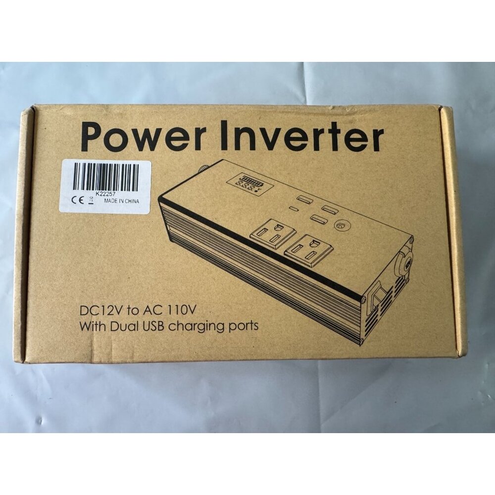 500W Power Inverter DC12V To AC110V With Dual USB Charging Ports And Alligator C